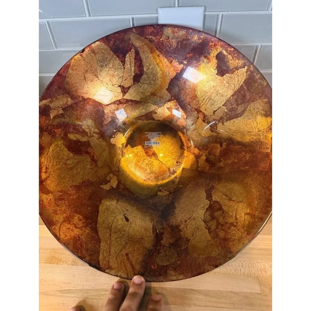 Pier 1 Imports Gold Leaf Glass Serving Bowl Italy 17.5